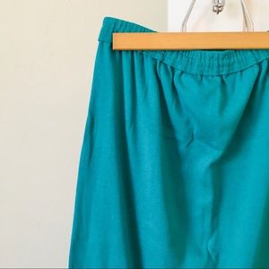 LP Vintage 80s Turquoise Below Knee Cotton Knit Pencil Midi Skirt